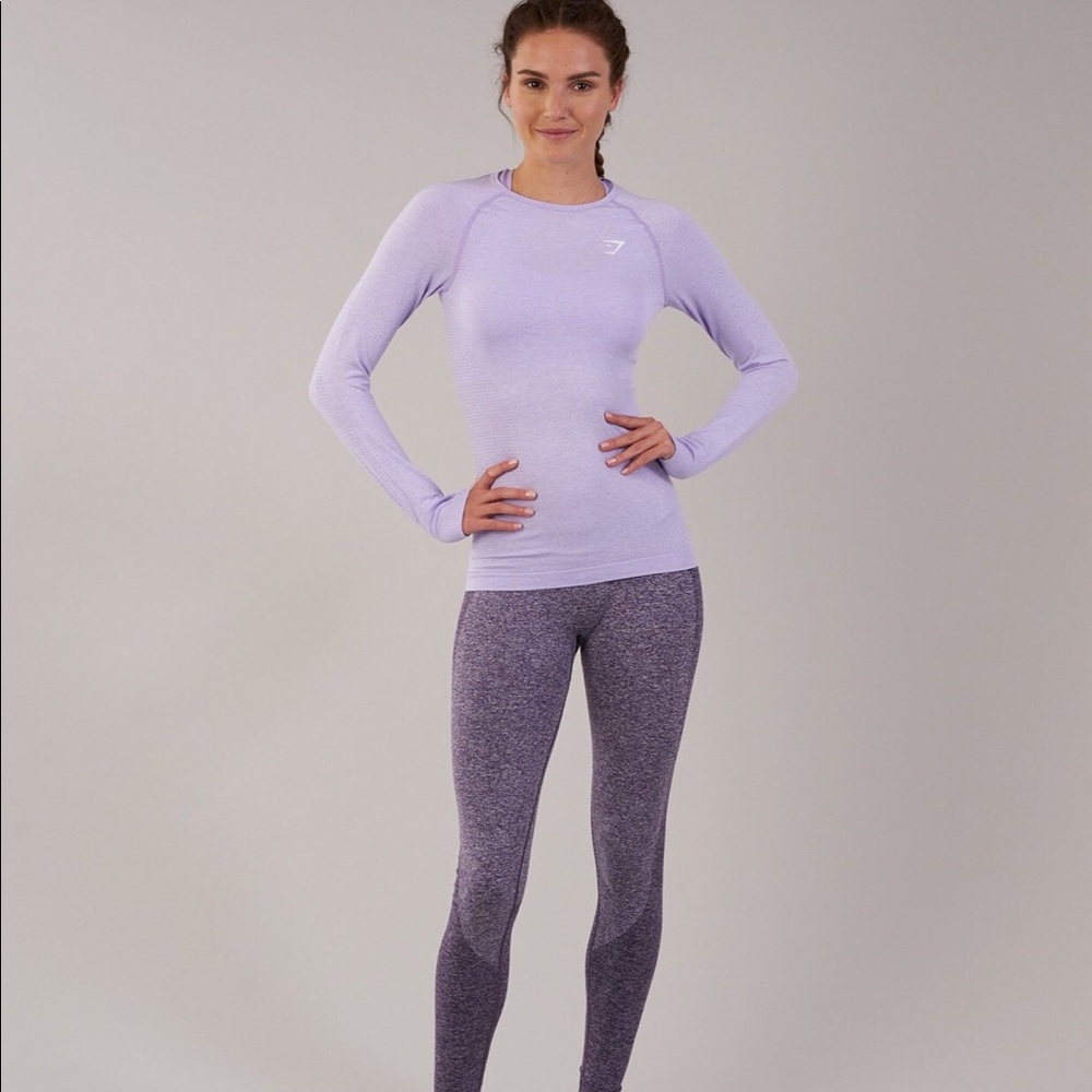 GYMSHARK VITAL SEAMLESS LONG SLEEVE TOP, LILAC